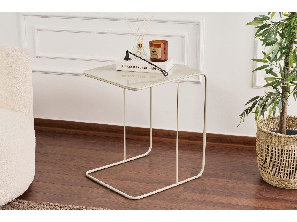 table d'appoint en métal "Poet" 47 x 46 x 57 cm - Taupe