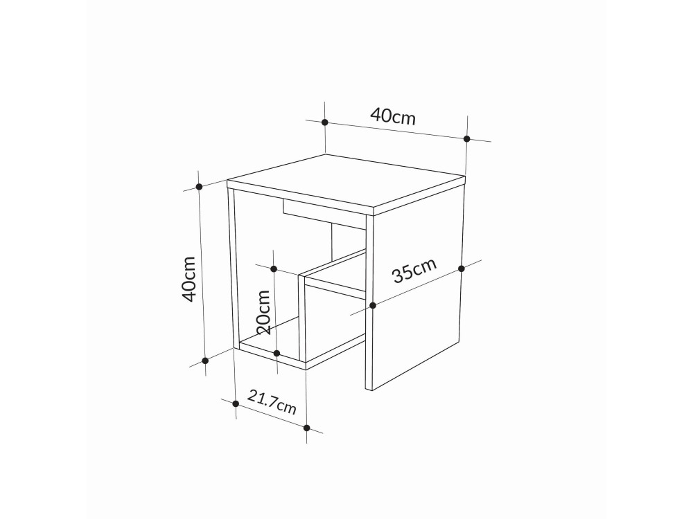 table d'appoint en bois "Bon" 40 x 35 x 40 cm - Hitit