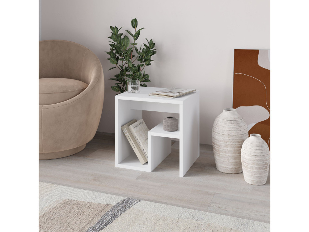 table d'appoint en bois "Bon" 40 x 35 x 40 cm - Blanc
