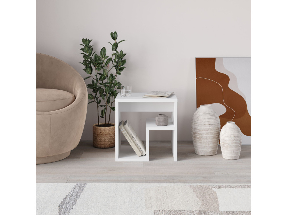 table d'appoint en bois "Bon" 40 x 35 x 40 cm - Blanc