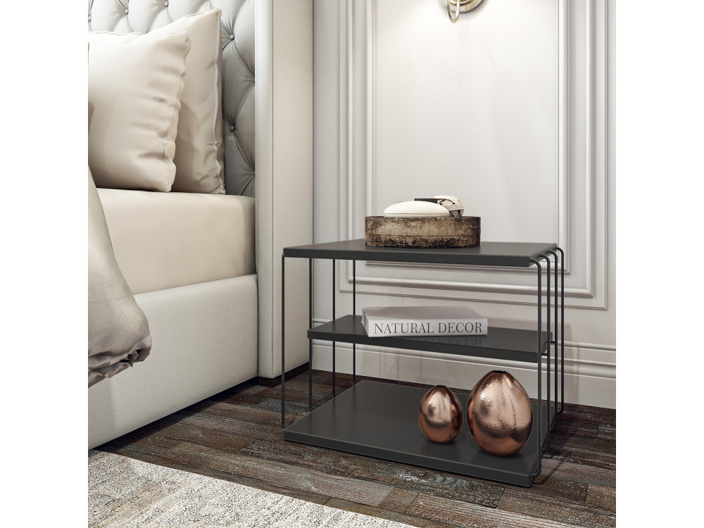 table d'appoint en bois "Lifon" 50 x 40 x 33 cm - Anthracite