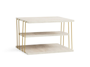 table d'appoint en bois "Lifon" 50 x 40 x 33 cm - Travertin