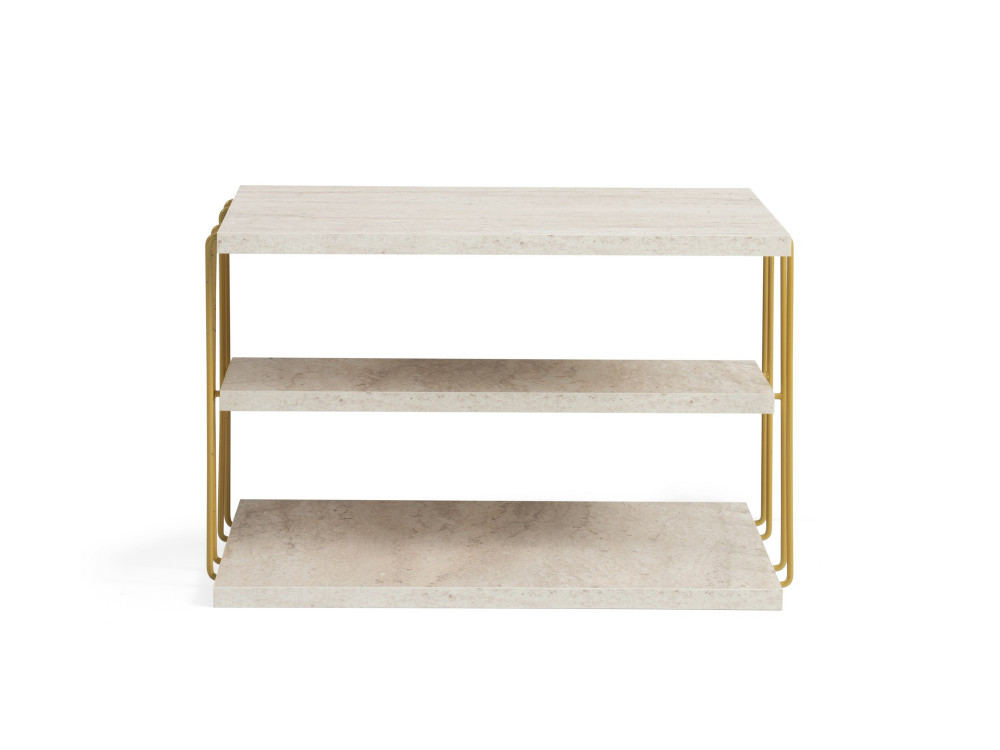 table d'appoint en bois "Lifon" 50 x 40 x 33 cm - Travertin