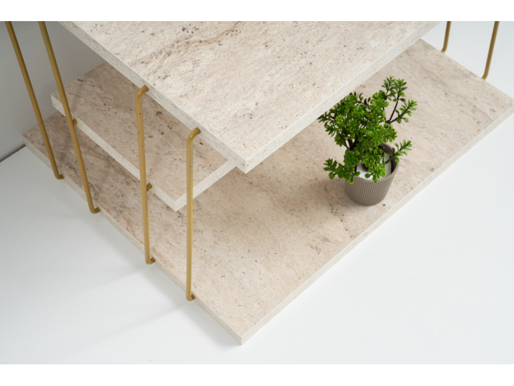 table d'appoint en bois "Lifon" 50 x 40 x 33 cm - Travertin