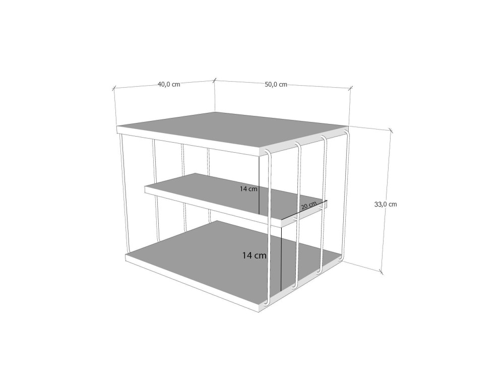table d'appoint en bois "Lifon" 50 x 40 x 33 cm - Travertin