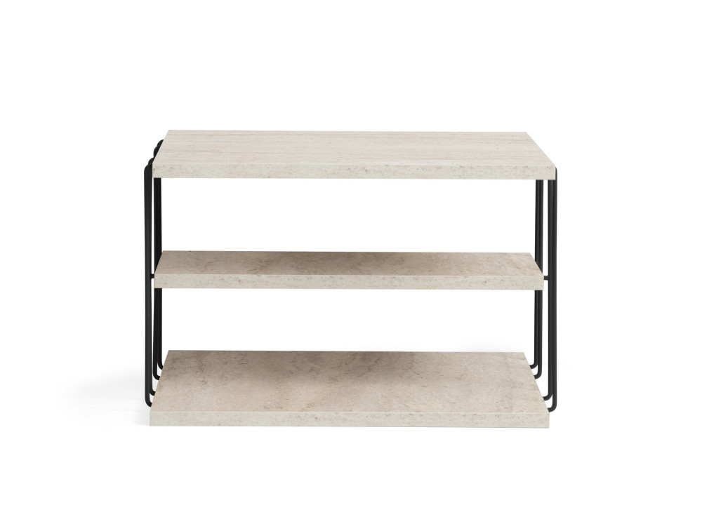 table d'appoint en bois "Lifon" - 50 x 40 x 33 cm - Travertin