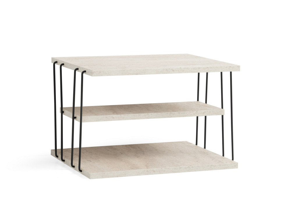 table d'appoint en bois "Lifon" - 50 x 40 x 33 cm - Travertin