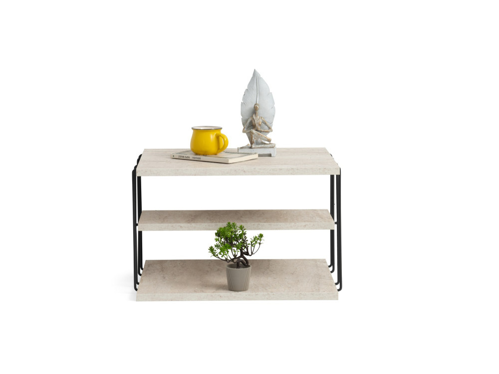 table d'appoint en bois "Lifon" - 50 x 40 x 33 cm - Travertin