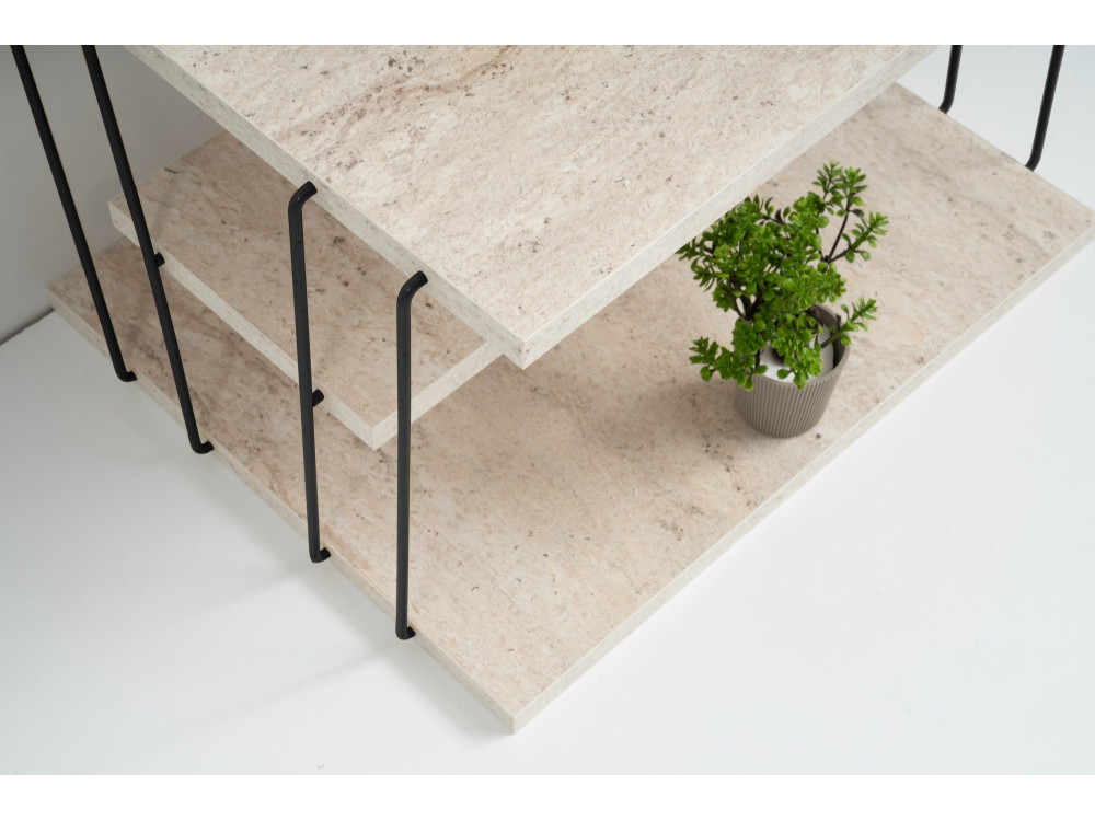 table d'appoint en bois "Lifon" - 50 x 40 x 33 cm - Travertin