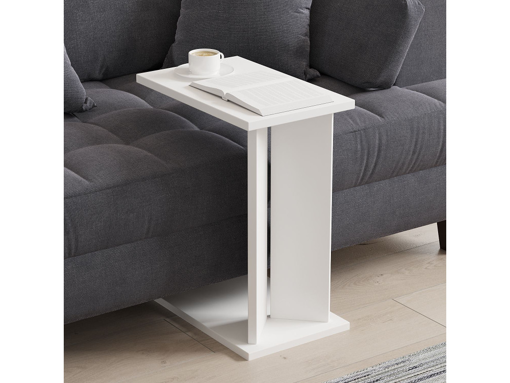 Table d'appoint en bois "Lun" - 25 x 50 x 48 cm - Blanc