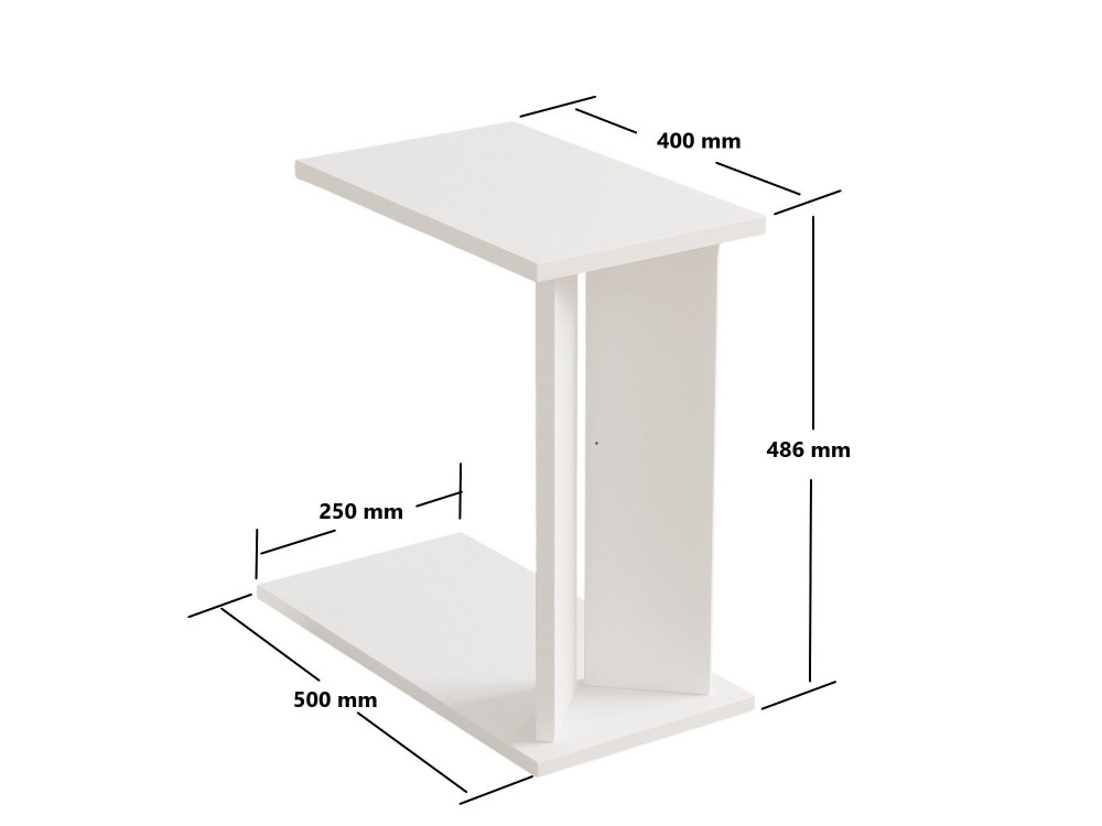 Table d'appoint en bois "Lun" - 25 x 50 x 48 cm - Blanc