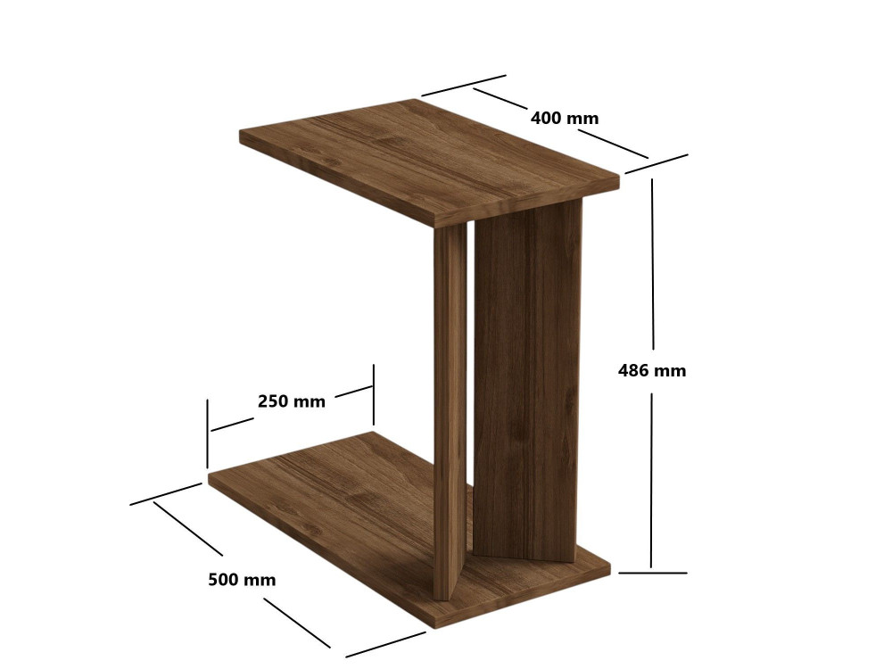 Table d'appoint en bois "Lun" - 25 x 50 x 48 cm - Marron