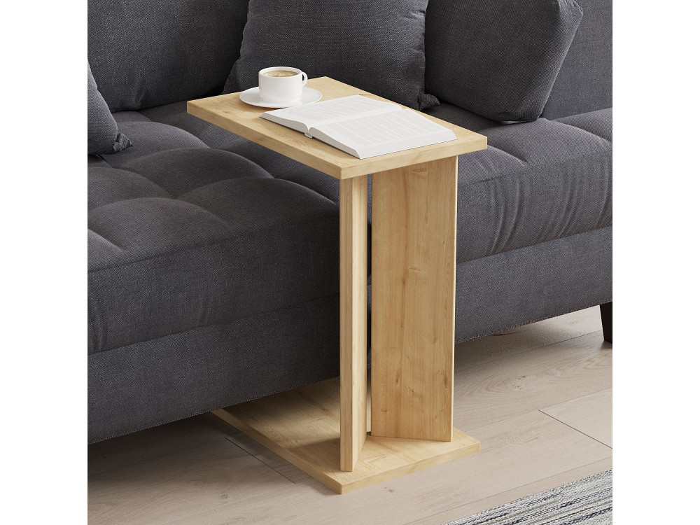 Table d'appoint en bois "Lun" - 25 x 50 x 48 cm - Beige