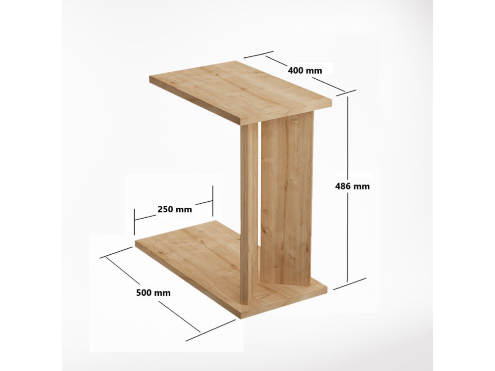 Table d'appoint en bois "Lun" - 25 x 50 x 48 cm - Beige