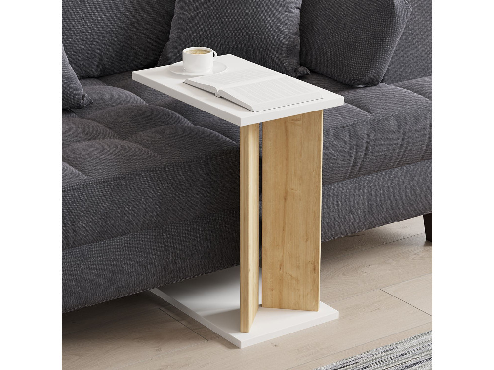 Table d'appoint en bois "Lun" - 25 x 50 x 48 cm - Beige