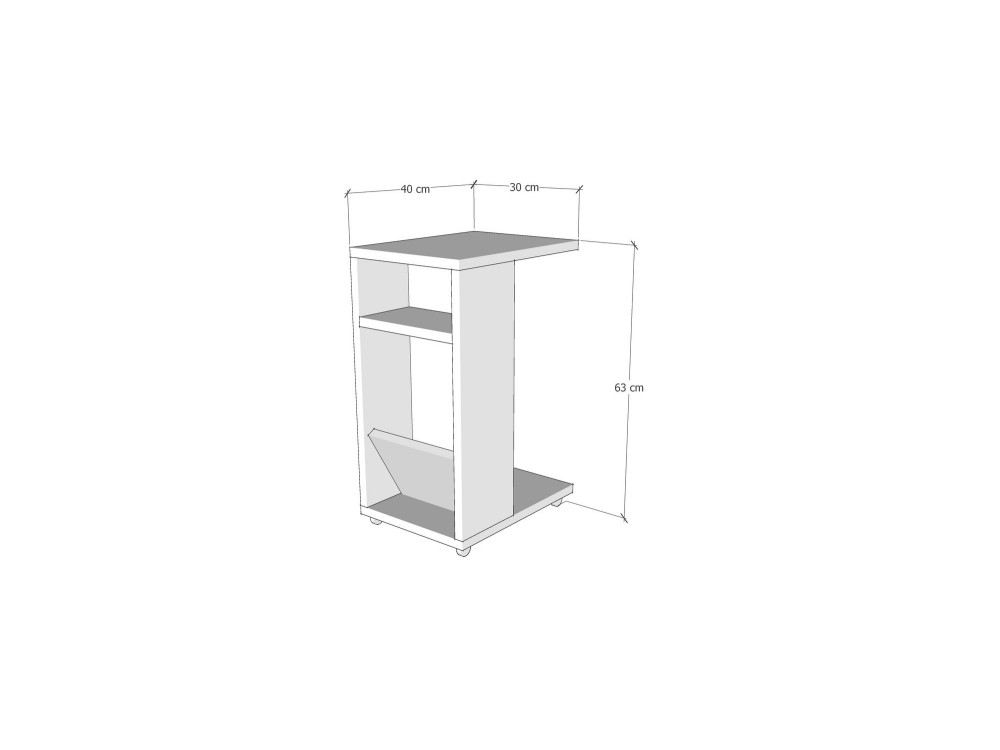Table d'appoint en bois "Filinta" - 30 x 40 x 63 cm - Gris anthracite
