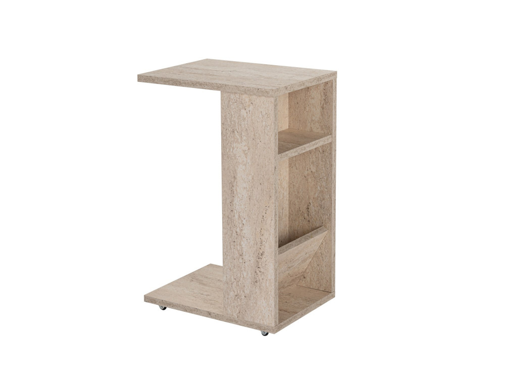 Table d'appoint en bois "Filinta" - 30 x 40 x 63 cm - Travertin