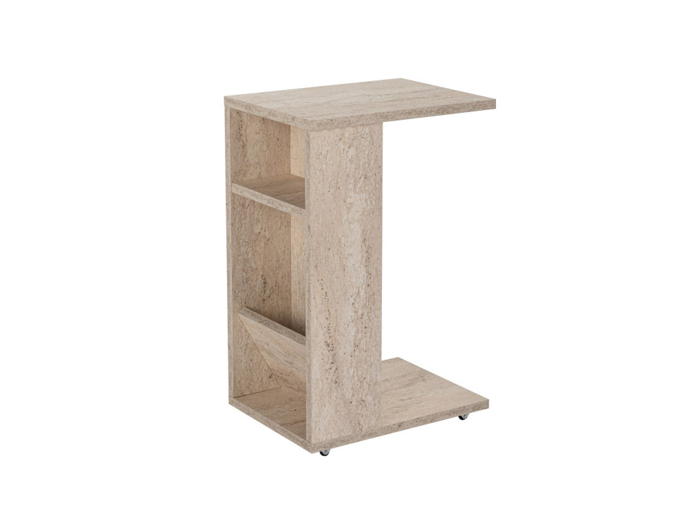 Table d'appoint en bois "Filinta" - 30 x 40 x 63 cm - Travertin