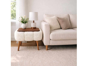 Table d'appoint en bois "Papatya 35x45" - 45 x 35 x 44 cm - Blanc