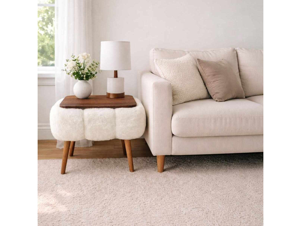 Table d'appoint en bois "Papatya 35x45" - 45 x 35 x 44 cm - Blanc