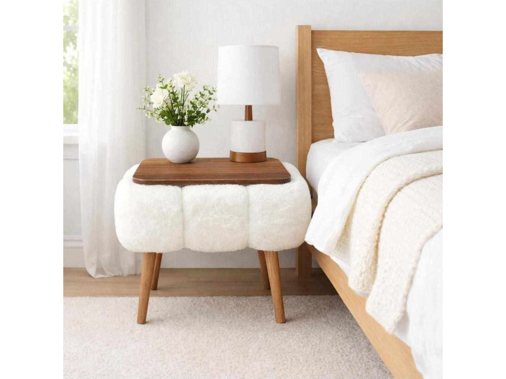 Table d'appoint en bois "Papatya 35x45" - 45 x 35 x 44 cm - Blanc