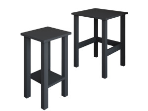Lot de 2 tables d'appoint en bois "Gina 2" - 45 x 45 x 60 cm - Gris anthracite