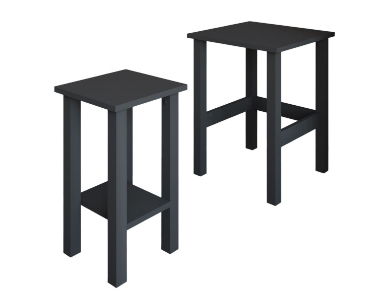 Lot de 2 tables d'appoint en bois "Gina 2" - 45 x 45 x 60 cm - Gris anthracite