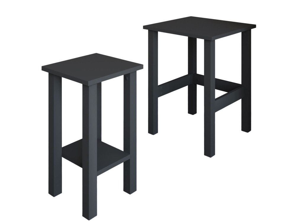 Lot de 2 tables d'appoint en bois "Gina 2" - 45 x 45 x 60 cm - Gris anthracite
