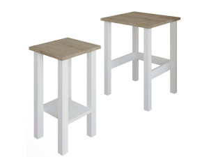 Lot de 2 tables d'appoint en bois "Gina 2" - 45 x 45 x 60 cm - Beige