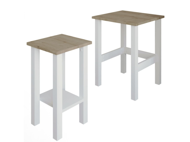 Lot de 2 tables d'appoint en bois "Gina 2" - 45 x 45 x 60 cm - Beige