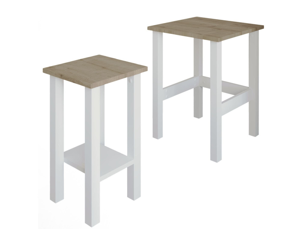 Lot de 2 tables d'appoint en bois "Gina 2" - 45 x 45 x 60 cm - Beige