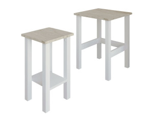 Lot de 2 tables d'appoint en bois "Gina 2" - 45 x 45 x 60 cm - Blanc