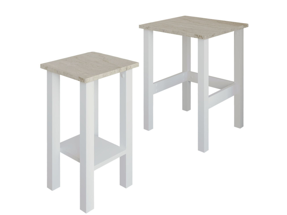 Lot de 2 tables d'appoint en bois "Gina 2" - 45 x 45 x 60 cm - Blanc