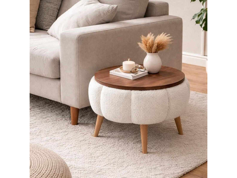 Table d'appoint en bois "Papatya" - 45 x 45 x 44 cm - Blanc