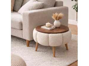 Table d'appoint en bois "Papatya" - 45 x 45 x 44 cm - Crème