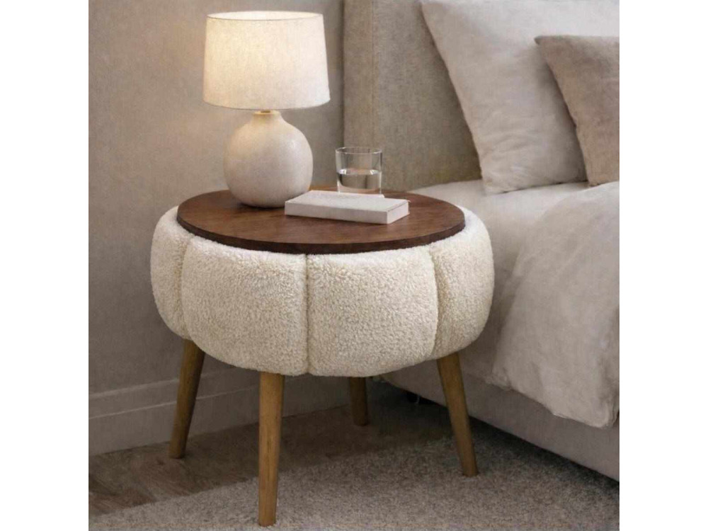 Table d'appoint en bois "Papatya" - 45 x 45 x 44 cm - Crème