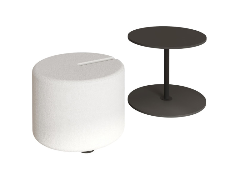Table d'appoint avec pouf en bois "Vexana" - 43 x 43 x 47 cm - Gris anthracite