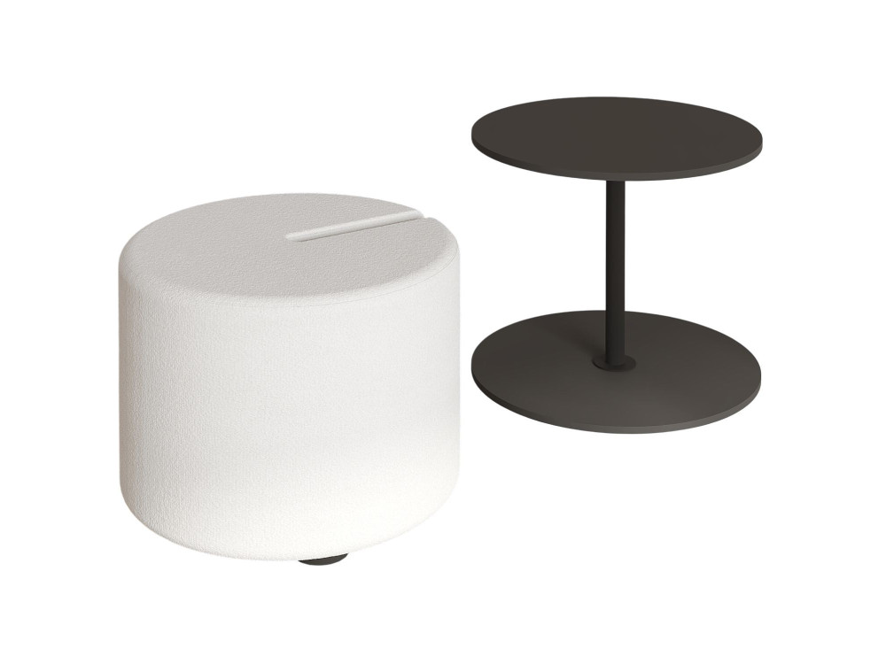 Table d'appoint avec pouf en bois "Vexana" - 43 x 43 x 47 cm - Gris anthracite