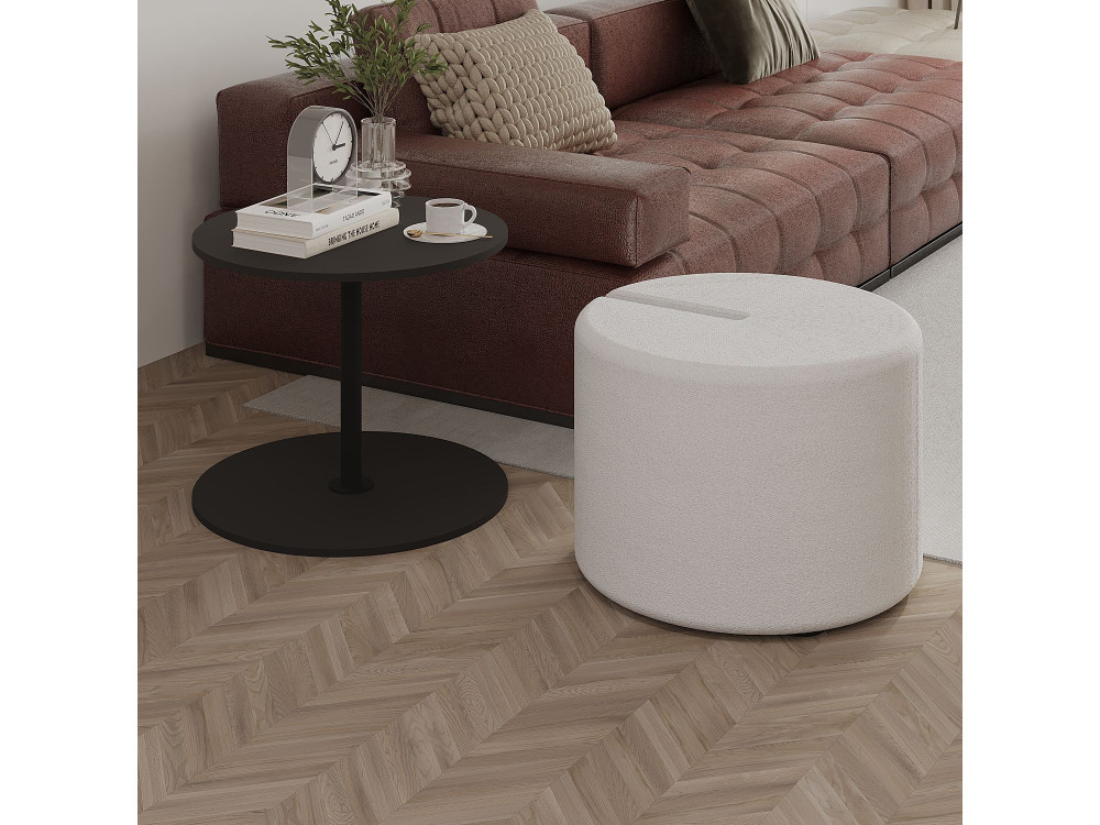 Table d'appoint avec pouf en bois "Vexana" - 43 x 43 x 47 cm - Gris anthracite