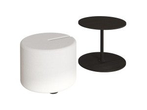 Table d'appoint avec pouf en bois "Vexana" - 43 x 43 x 47 cm - Noir
