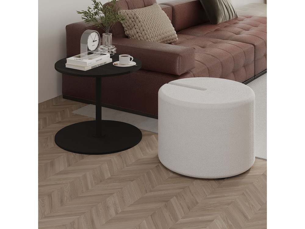 Table d'appoint avec pouf en bois "Vexana" - 43 x 43 x 47 cm - Noir