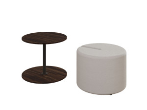 Table d'appoint avec pouf en bois "Vexana" - 43 x 43 x 47 cm - Marron