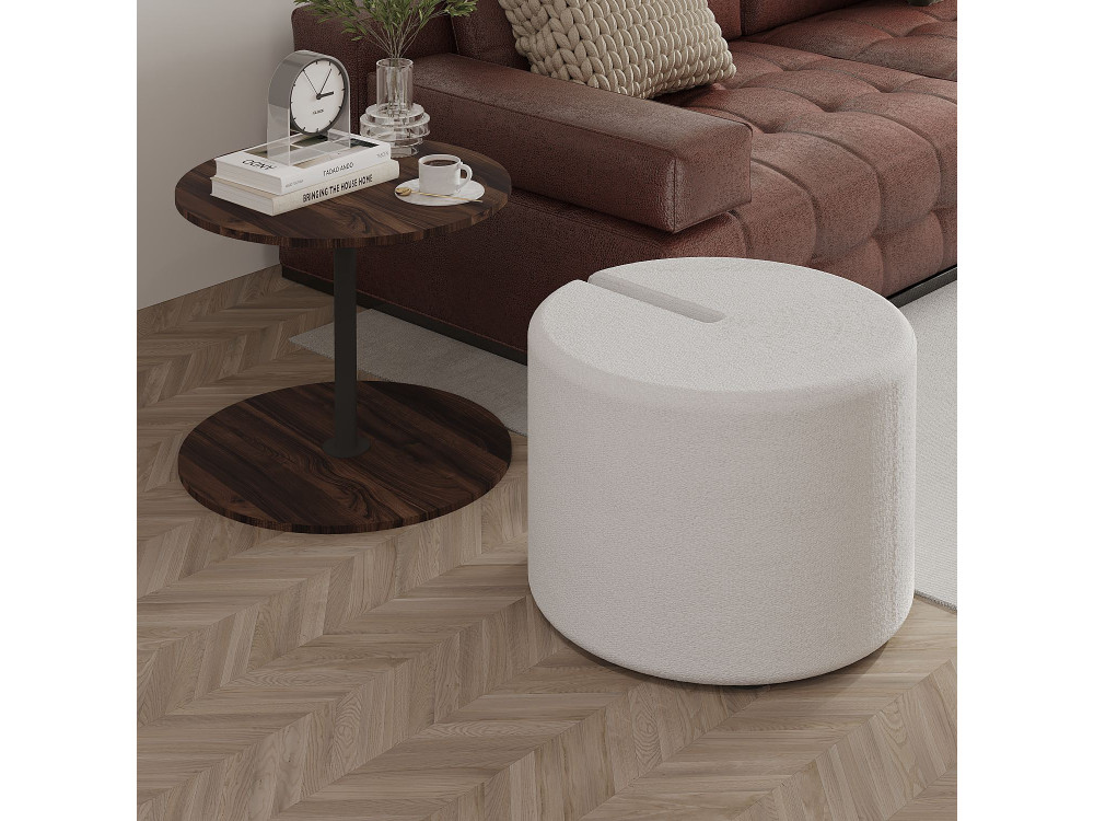 Table d'appoint avec pouf en bois "Vexana" - 43 x 43 x 47 cm - Marron