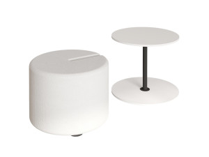 Table d'appoint avec pouf en bois "Vexana" - 43 x 43 x 47 cm - Blanc