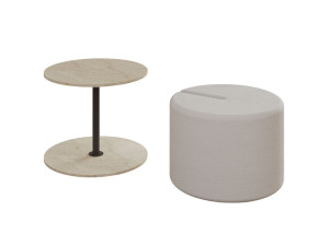Table d'appoint avec pouf en bois "Vexana" - 43 x 43 x 47 cm - Travertin