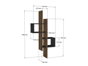 Étagère murale en bois "Emse" - 53 x 19 x 108 cm - Chêne, Anthracite