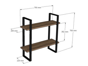Étagère murale en bois "Buba" - 70 x 22 x 70 cm - Marron