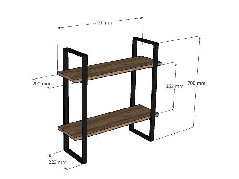 Étagère murale en bois "Buba" - 70 x 22 x 70 cm - Marron