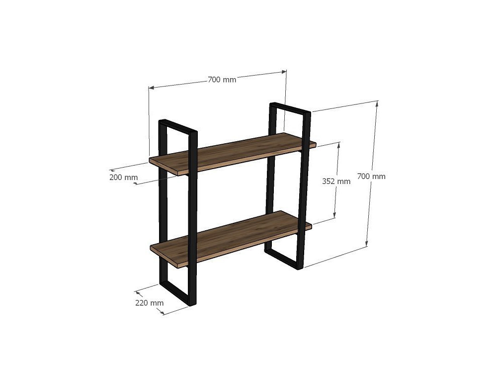 Étagère murale en bois "Buba" - 70 x 22 x 70 cm - Marron