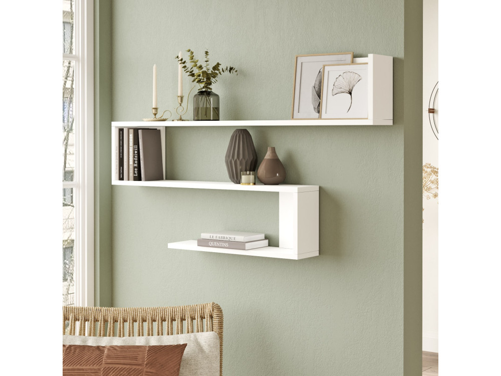Étagère murale en bois "WL10" - 120 x 14 x 71 cm - Blanc